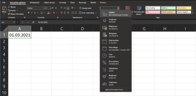 excel daty