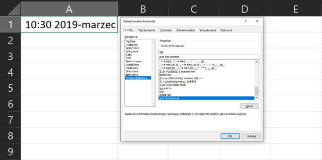excel ustawianie formatu daty