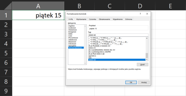 niestandardowe daty excel
