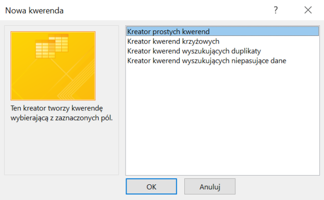 Tworzenie kwerend access