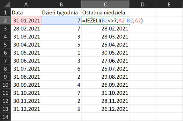 odejmowanie dat excel