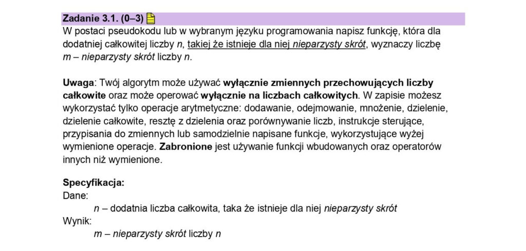 Matura informatyka 2024 - Zad 3.1 - odpowiedzi